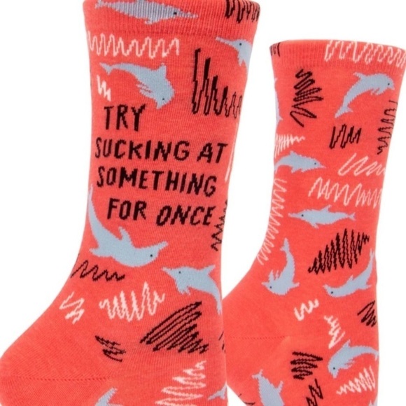 NWT "Try Sucking at Something For Once" Dolphin socks - Picture 1 of 4